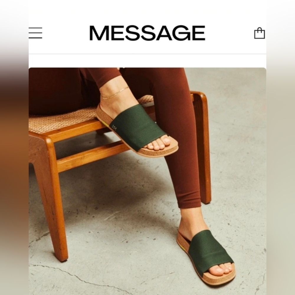 Message Unisex Shaw Slide In Olive Green Slip-On Shoe Sz 40/US W 9.5-10/M 7- 7.5